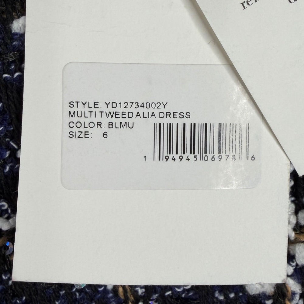 New Likely Alia MultiTweed Half Sleeve Mini Academia‎ Dress size 6 Black/Blue/Wh - Picture 4 of 7